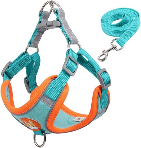 Soft Harness for Dogs,No Pull Dog Harness and Lead Set, Puppy Cat Step in Vest Harness Leash, with Reflective Strips, for Small or Medium and Large Size Dog in Saudi Arabia