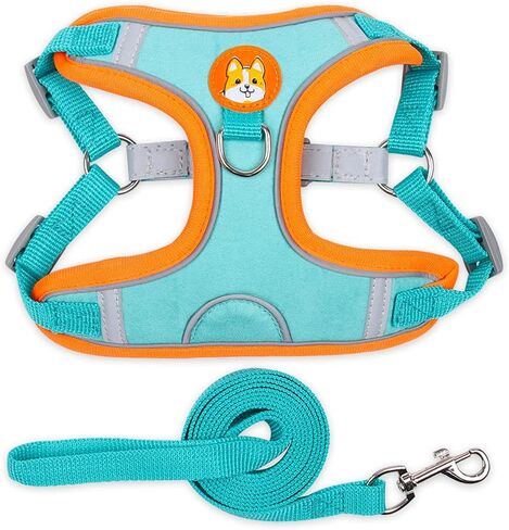 Soft Harness for Dogs,No Pull Dog Harness and Lead Set, Puppy Cat Step in Vest Harness Leash, with Reflective Strips, for Small or Medium and Large Size Dog in Saudi Arabia