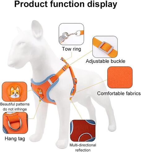 Soft Harness for Dogs,No Pull Dog Harness and Lead Set, Puppy Cat Step in Vest Harness Leash, with Reflective Strips, for Small or Medium and Large Size Dog in Saudi Arabia