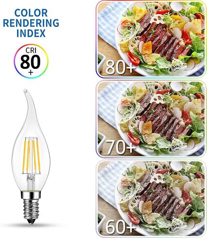 ANWIO B11 LED Filament Bulb E12 Candelabra Small Base 2700K Warm White, 5.5W(60W Equivalent) 800 Lumens Non-Dimmable Decorative Candle Light Bulb, Pack of 6 in Saudi Arabia