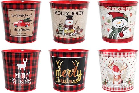Putuo Decor Easter Theme Metal Buckets, 6 Pieces Easter Decorations Round Garden Planter Pots, Galvanized Small Bucket Pails for Party Home Table Centerpieces Storage Decor in Kuwait
