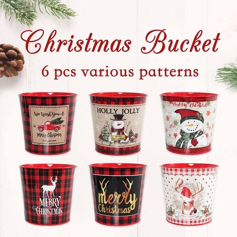 Putuo Decor Easter Theme Metal Buckets, 6 Pieces Easter Decorations Round Garden Planter Pots, Galvanized Small Bucket Pails for Party Home Table Centerpieces Storage Decor in Kuwait