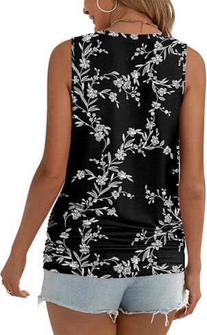 Anydoll Womens 2024 Summer Tank Tops Casual Sleeveleeve Vneck Shirts Beach Ruched Tee in Saudi Arabia