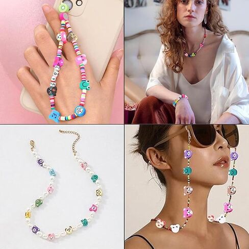 200Pcs Animal Clay Beads, Mixed Polymer Clay Cute Beads Charms 100pcs Acrylic Heart Beads for DIY Bracelet Necklace Jewelry Crafts Making(Animal) in Saudi Arabia