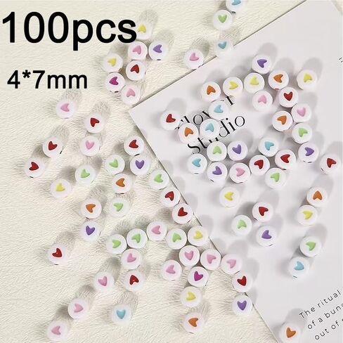 200Pcs Animal Clay Beads, Mixed Polymer Clay Cute Beads Charms 100pcs Acrylic Heart Beads for DIY Bracelet Necklace Jewelry Crafts Making(Animal) in Saudi Arabia