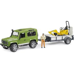 Bruder Land Rover Defender Rigid Drawbar Trailer JCB Micro Pregavator و Construction For Compan