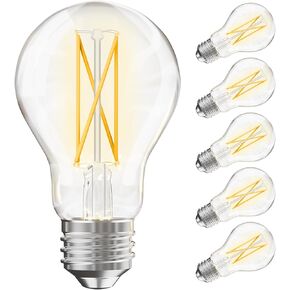 VOLIVO 24 Pack Vintage LED Bulbs, A19 Dimmable Light, 2700K Warm White, 60W Equivalent, CRI 80+, Clear Glass Filament, 7W, E26 Standard Base, Classic Edison Antique Style for Home
