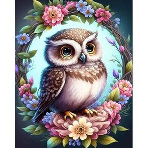 BXXRBX Owl Paint بواسطة أرقام مجموعة أرقام للبالغين- الحيوانات البالغة الطلاء بواسطة مجموعات الأرقام ، والرسم بواسطة أرقام مجموعة كهدية ديكور الجدار المنزلي 12x16inch