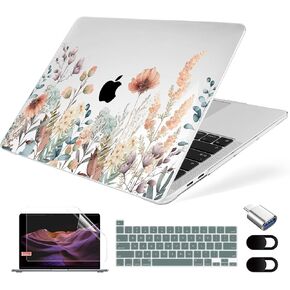 Compatible with MacBook Pro 13 inch Case 2022 2021 2020 Release M2 M1 A2338 A2251 A2289, Plastic Hard Shell&Keyboard Cover&Screen Protector&Webcam Cover&Type-C Adapter, Geometric Flowers in Kuwait