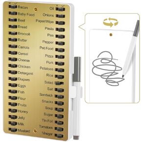 NiHome Reusable Metal Grocery Shopping List Organizer Board with Acrylic Writing Surface, Eco-Friendly Personalized Meal Planning and Efficient Shopping, Includes Pen and Holder for Easy Note-Taking