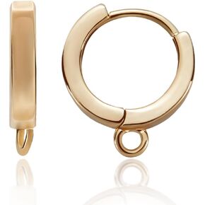 Beebeecraft 14pcs 18K Gold Round Round Leverback Envring Hooks Huggie Hoop arring arring senters 15 × 12mm أسلاك الأذن الفرنسية مع حلقة لصنع المجوهرات DIY