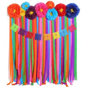 Taobary 16 PCS Paper Paper Flowers Mexican Party Decorations Backdrop و Papel Picado Banner Mexico Fiesta Party Supplies For Cinco de Mayo Party Wedding (الطراز الكلاسيكي)