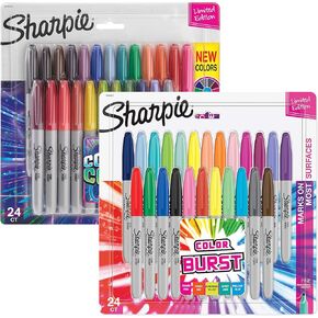 علامات دائمة Sharpie ، ألوان كونية على مدار 24 وحدة وعلامات نقطية فاخرة مدتها 24 مترًا ، إجمالي 48