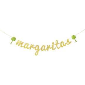 لافتة Gold Glitter Margaritas ، Garland Garland ل Cinco de Mayo/Mexican Fiesta/Baby Showered Supplies Supplies Supplies