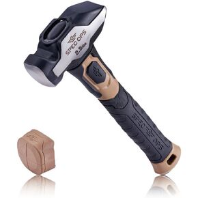 Spec Ops Tools Blacksmith Hammer, 4 lb Sledge hammer with Removable Soft Mallet Cap & Bi-Material Shock Absorbing & Vibration Dampening Handle, 3% Donated to Veterans, Black/Tan