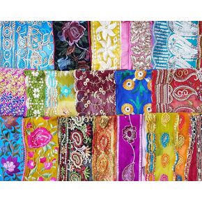 عتيقة عتيقة ساري تقليم الدانتيل الشريط 20 PCS التطريز Zari الترتر دمى فنية الحرف الحرفية الحدود ديكور المنزل المجلة مجلة FBA عشوائي DS30