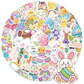 Easter Stickers, 100 Pcs Cute Easter Stickers for Kids, Water Bottle Stickers Waterproof Vinyl Phone Skateboard Laptop Stickers, Aesthetic Sticker Packs for Girls Teens