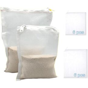 Aquarium Filter Media Bags 150 Micra Fish Tank Fine Mesh Bags with Zipper for Activated Carbon 12pcs Fine Filter Bags in 2 Sizes (5.4" x 6.5", 6.2" x 8.1")