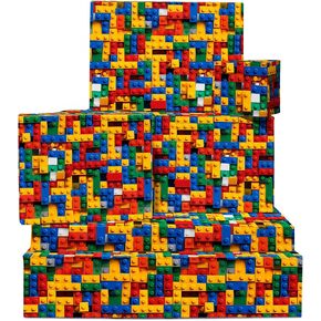 Central 23 Building Build Paper - 6 صفائح من غلاف عيد الميلاد الملون - للأطفال الفتيات الفتيات - Bday Party - يأتي مع ملصقات - قابلة لإعادة التدوير