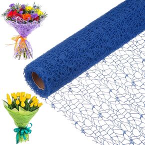 M METERXITY 1-Roll Jacquard Net Mesh Flower Wrapping Paper,180 Inch x 19.7 Inch Flower Bouquet Wrapping Paper for Packaging Fresh Flower/Wedding/Valentine's Day, [Purple]