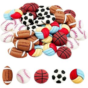 Resin Flatback Sport Ball Charms ، 30 مزيج كرة سلة لكرة القدم كرة القدم لعبة Rucbyball Baseball Baseball Beads for Diy Scrapbooking Phone Juster Jowts Crafts Making Decor