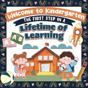 Decorably 49 Pcs Cutouts Chalkboard Theme Welcome to Kindergarten Bulletin Board Set with Borders, Back to School Bulletin Board Set Classroom Decor - School, Homeschool