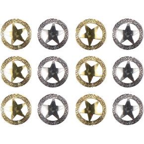 12pcs Conchos Leather Craft Associory ، أزرار زخرفية نجمة جوفاء لصنع DIY