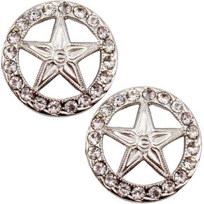 Needzo Small Round Rhinestone Star Concho مجموعة للرجال أو النساء ، التبعية الفضية المستوحاة من Conchos Western للجلد والقبعات والأحزمة والأحذية ، حزمة 2