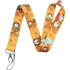 مصدر أنيمي Garfield The Cat Orange Comic Strip Character Cartoon Lanyard Keychain ID حامل شارة