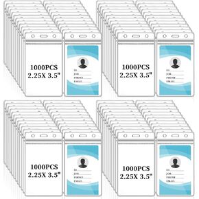 Colarr 1000 Pieces ID Badge Holders Clear ID Holder Plastic Thick Name Card Case Waterproof Name Badge Case PVC Card Cover for Student Nurses Office School (5 x 3 Inches)