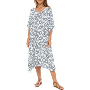 Back From Bali Womens Swimsuit Cover Up Long Maxi Beach Kaftan Flowy Boho Loose Tunic Dress Rayon