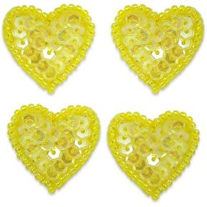 Expo International Heart Sequin Patch من 4 زين ، أصفر فاتح