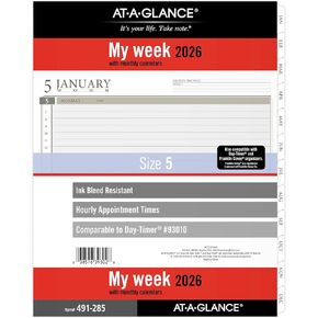 AT-A-GLANCE 2026 Planner Refill, Weekly, 8.5" x 11", Folio Size 5, Loose-Leaf (491-285-26)