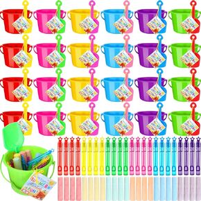 Chivao 120 PCS نهاية العام هدايا الطلاب على الشاطئ الحفلات الحفلات الحفلات الصيفية تشمل مجموعة Sand Bucket Beach Drains Bubble Wands Chalks End of the Year من المعلمين الصيفي لحزب الحفل