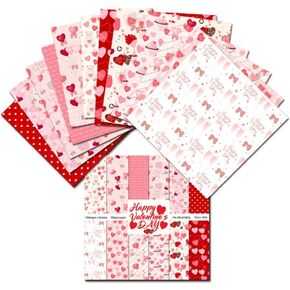 24 Sheets Scrapbooking Supplies Paper Christmas Scrapbook Paper 6"×6", Cardstock Paper Assorted Patterned for DIY Decorative and Christmas and Valentine's Day( Love - A)