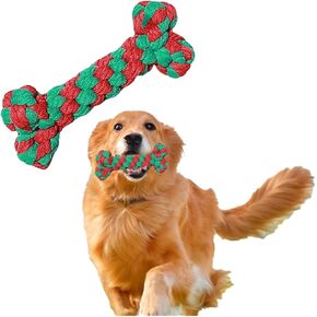 عيد الميلاد كلب مضغ لعبة شكل عظم الحبل القطن متين للمضغ العدوانيين أبيض أبيض أبيض للتصميم التفاعلي شد السحب