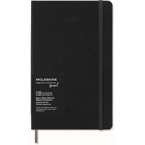 Moleskine 12 شهر 2025 PRO SMART Weekly Vertical Planner ، غطاء صلب ، XL (7.5 "× 9.5") أسود - متوافق مع Moleskine Pen+ (Sold بشكل منفصل) وتطبيق