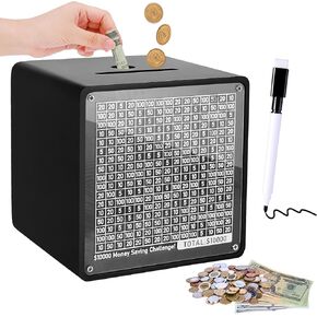 صندوق التوفير الخشبي النقدي ، صندوق الأموال النقدية الخشبية ، صندوق التوفير النقدي للعملة النقدية مع العداد ، وتوفير التحدي مربع 10،000 ، صندوق المال للأطفال البالغين