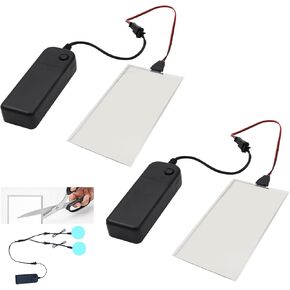 Glowing LED Eyes Cuttable 2PCS 10 * 10cm EL Panel Electroluminescent Light Sheet Decorations Light Lamp Sheet Neon Sheet with Battery Inverter (White)