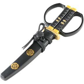 مقص Samurai Sword ، مستوحى من Katana مع حامل عرض - مصنوع في اليابان (أسود)