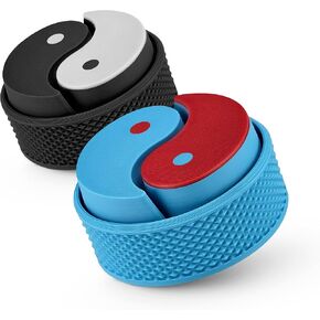 Yin Yang Fidget Clanker Toy بنقرة مرضية ، حزمة 2 مع الحبل ، الأسود والأزرق ، تقليل التوتر والقلق