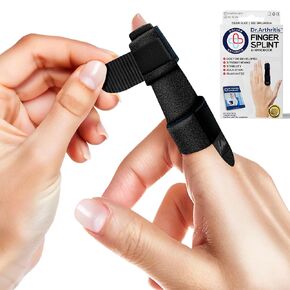 Doctor Developed Finger Splint & Handbook - Trigger Finger, Arthritis, RSI - Fits Ring, Index, Pinky & Middle - 2 sizes (Black, S/M)