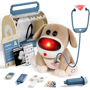 Top Bright Doctor Kit للأطفال الصغار 3-5 ، جرو الروبوت الواقعي مع الأصوات والتفاعلات ، مجموعة الكلاب التفاعلية الإلكترونية المحشو ، أطباء الأطفال.