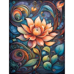 Huacan Diamond Painting Kits AB Diamond Art Kits for Adults 5D Full Round Drills Paint by Diamonds DIY Lotus Abstract Gem Art Kits for Beginners Home Decor 12 * 16in