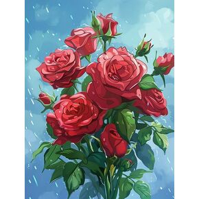 Pavemlo 5D مجموعات فن الماس للبالغين Red Rose ، Full Drill Diamond Art Flower Pictures Paint with Diamonds ، DIY Cross Stitch Jewel Rhinestone Craft for Home Wall Decor
