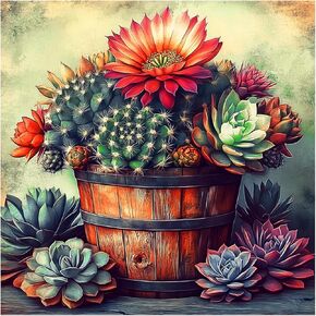AMORARS Succulent Diamond Painting Kit for Adults, 5D Succulent Flower Diamond Art Beginners - DIY Full Diamond Dot Gem Art Paintings, Suitable Gifts, and Home Decoration Crafts，12x12Inch