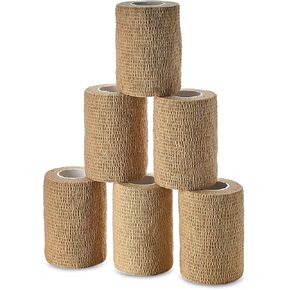 Self Adherent Wrap - Bulk Pack of 6, Athletic Tape Rolls and Sports Wraps, Self Cohesive Non-Woven Adhesive Bandage (3 in x 5 Yards) for Ankle Sprains & Swelling