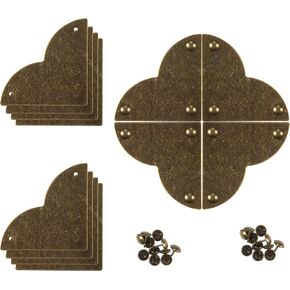 Dritz Home 44793-38 Campaign Hardware Large Smooth Quatrefoil Corner, Antique Brass (3-Pack)