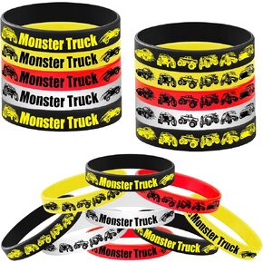 24PCS Monster Truck Rubber Bracelets Silicone Wristbands -Big Car Party Supplies Birthday Racing Baby Shower Party Favors