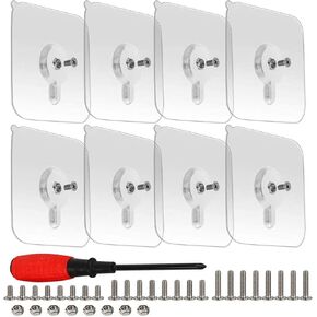 Adhesive Screws Wall Mount Hanging Nails No-Trace No Drilling Stick-on Sticky Screw with 3 Different Size Screw for Bathroom Kitchen Storage Room Tile Wall Shower Room (32Pcs/Pack)